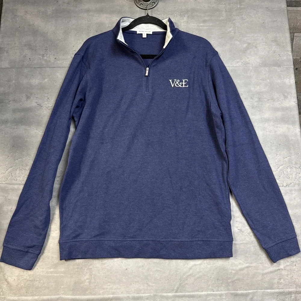 Peter Millar Perth performance quarter-zip pullover Embroidered V &E Logo Med